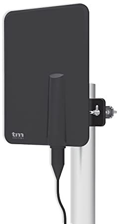 TM Electron TMANT015 Antenne TV d'intérieur ou d'extérieur avec amplificateur intégré 40 DB, Ultra compacte, Orientation 360°, Montage Mural ou mât et résistante aux intempéries