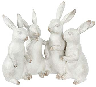 Creative Co-op EC0147 Whitewashed Polyresin Bunny Rabbit Quartet Figures and Figurines, White