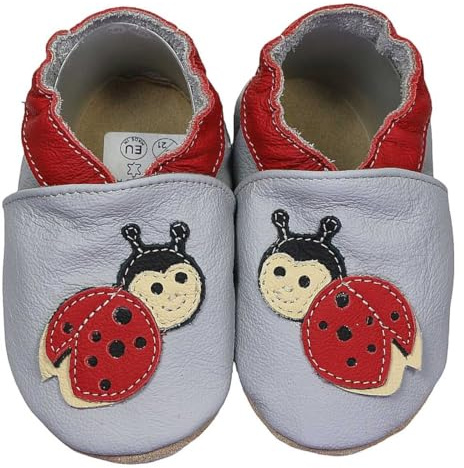 HOBEA-Germany Scarpe per bambini e bambine in diversi modelli (18/19 EU, Coccinella grigia)