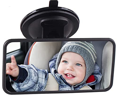 VidFair Rückspiegel Universal Baby Auto Innenspiegel Rückspiegel Fahrtest Fahrlehrer Spiegel Ersatz Auto Rückspiegel mit Saugnapf für Auto SUV LKW 123 x 63 mm (Schwarz)