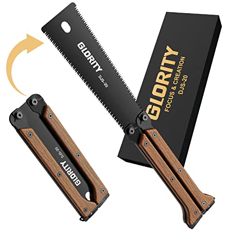 Sierra Japonesa Plegable, GLORITY 140mm Sierra de Mano con Doble Filo de 13/14 TPI, Hoja SK5 y Diseño de Dientes Afilados por Tres Lados, Sierra Portátil para Carpintería y Bricolaje