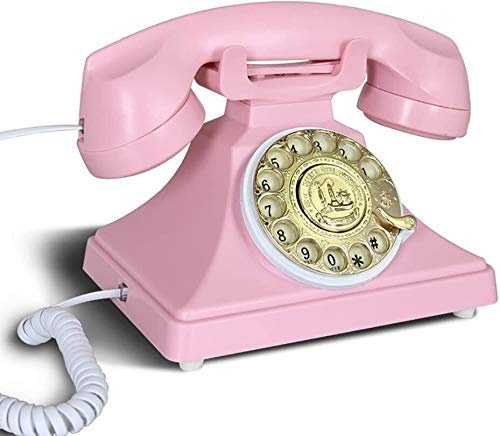QHYXT telefon hem telefon vintage gammaldags telefon europeisk stil kontor hem antik fast telefon roterande amerikansk retro telefon roterande urtavla handsfree samtal återuppringning (A)