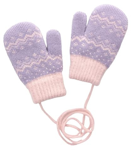 YLYMWJ Baby Toddler Gloves On String Cute Winter Warm Knitted Magic Mittens Lined Fleece Thermal Mittens Gifts for Kids 2 3 4 5 Y