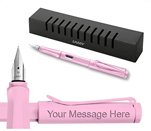 Lamy Safari Füllfederhalter, Special Edition 2023, mittlere Feder, inklusive Gravur und Geschenkbox, Hellrosa