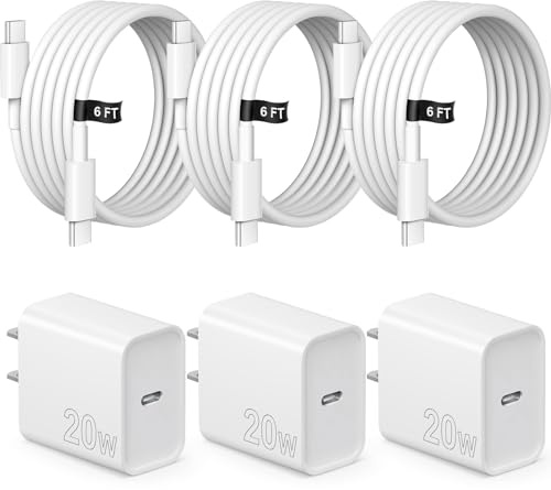 iPhone 17 16 15 Charger Fast Charging 3 Pack USB C Charger Block Type C Chargers 6FT Cord Wall Chargers Compatible with iPhone Air/17/17 Plus/17 Pro/17 Pro Max/16/16 Plus/16 Pro/16 Pro Max/15 Pro Max