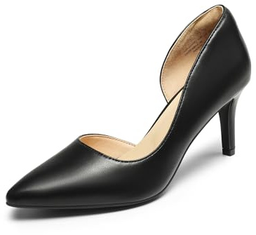 DREAM PAIRS Escarpins Femme Classique Chaussure à Talon Confortable avec Fleur pour Le Mariage,Size 38.5,Noir-PU,SDPU2416W
