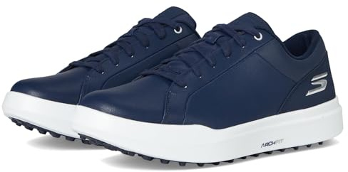 Skechers Drive 6 Arch Fit Chaussures de Golf sans Crampons en Cuir pour Homme Coupe décontractée, Bleu Marine, 40 EU