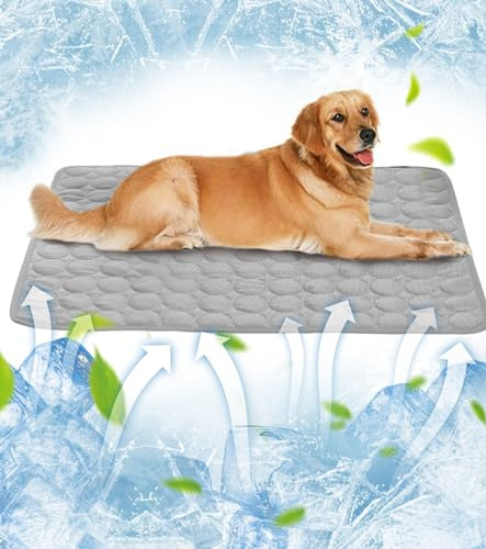 Octonyluck kylmatta hund, kylmatta för hundar och katter självkylande matta, kylfilt kylkudde för stora hundar små hundar, tvättbar husdjursmatta, grå, 70 x 100 cm
