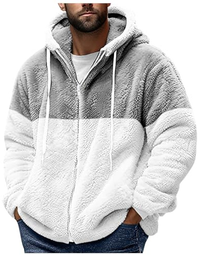 Veste Homme Us à capuche en velours Double pour hommes, couleur bloquée, avec fermeture éclair, décontractée, chaude et ample, confortable, automne et hiver Polaire Sans Homme Aigle