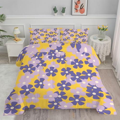 Bettdecke 155x220 4 Jahreszeiten Lila Blume Steppdecke 155x220 Vierjahreszeiten Schlafdecke Ganzjahresdecke, Bettdecke Ohne Bezug Bettdecken Wende Waschbar Antiallergisch BC398