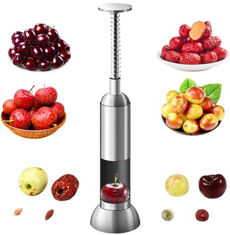 JasCherry Handy Snocciola Ciliegie, Snocciolatore di Ciliegie in Acciaio Inossidabile 304 di Alta Qualità, Core Remover Pitter Tool per Ciliegie, Datteri rossi, Giuggiole, Frutta