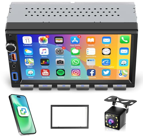 Fuluku 2 DIN Autoradio MirrorLink, 7 Pollici Schermo Tattile Stereo Auto con Bluetooth/FM/AUX/TF/Telecamera Posteriore/SWC