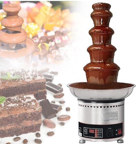 Stor chokladfontänmaskin 4/5/6/7 nivåer, kommersiell fondue av rostfritt stål Chokladfontän elektrisk chokladfontän Chokladfonduemaskin för hushållsfödelsedag jul,5Tiers