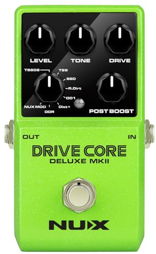NUX | Drive Core Deluxe MKII Pedale Overdrive - 8 modalità analogiche True Bypass, Post Boost, Stompbox compatto - Per chitarra elettrica, amplificatore valvolare, FX Loop, Pedalboard, Boss, JHS
