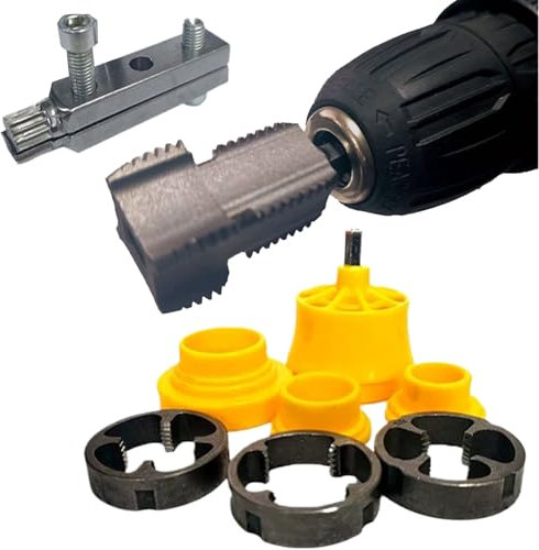 Filetage PVC, Kit Manuel de Filetage pour Conduites d'Eau, Ensemble Filières Résistantes Avec Coupe-Tubes Intérieur/Extérieur et Filière Ronde Compatible Perceuse Électrique - Utilisation