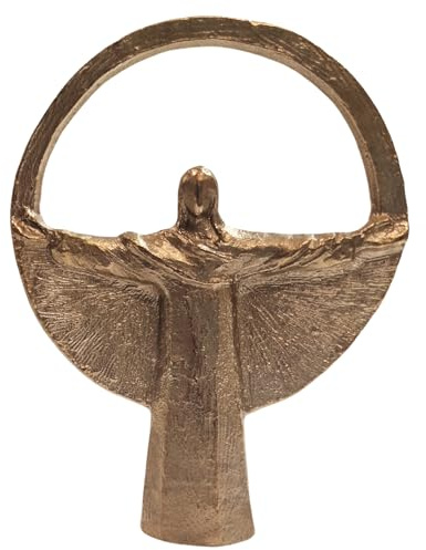 Herzmensch Cristo di Rio – Statua in bronzo 11 × 14,5 cm Oro di Andrea Zrenner figura cristiana - simbolo di speranza e risurrezione colata a mano
