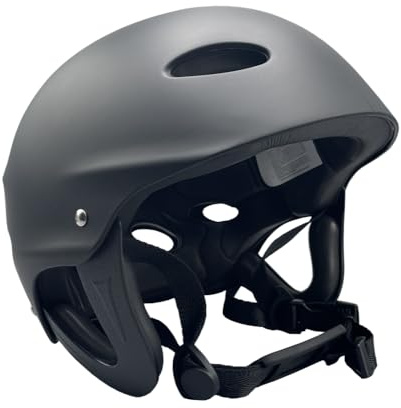 Side On Pro Wassersport Helm, Schwarz, Verstellbar für Wakeboard, Kajak, Windsurf, Kite Surf - mit Belüftungsöffnungen (Größe L - Kopfumfang 59–61 cm)