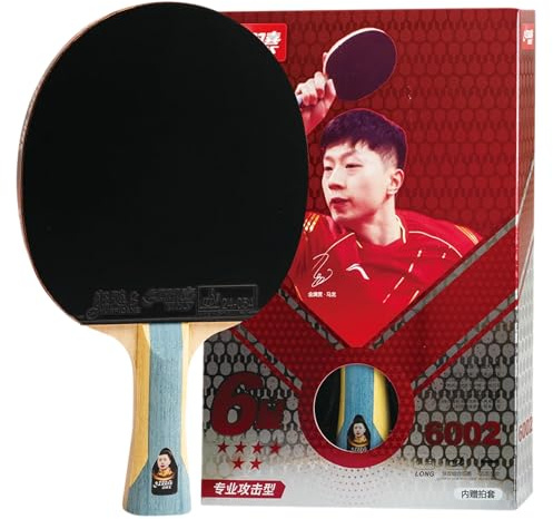 DHS Sports 6 Star Table Tennis Racket H6002 - Shakehand, ITTF Approved Paddle, Advanced, 5 Ply Wood, Thicker Core, Hurricane 8 and Tin Arc Rubbers