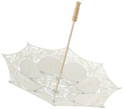 COMPUKAS Ombrelle Blanche en Coton Fait Main, Parapluie en Dentelle Beige, Style Chinois Traditionnel, Accessoire de Photographie pour Mariage et Décoration
