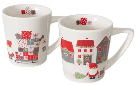 RiloStore - Set di 3 tazze da caffè con motivo a pois rosa, rosso, bianco, 200 ml, tazze per vin brulé, tazze da tè in porcellana