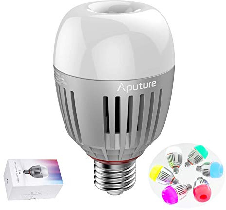 Aputure Accent B7C 7W RGBWW LED Smart Bulb, TLCI 96+ CRI 95+ 2000K-1,000K, CCT/HSI/FX Mode Sidus Link App Control Built-in Battery/AC Power via E26/E27 Socket