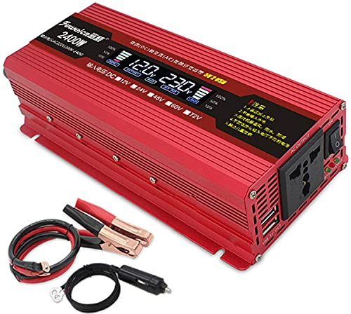 2400W 2800W 3500W Inversor de energía Onda sinusoidal Pura,Transformador de Voltaje DC 12V / 24V a 220V 230V CA,conversor de Voltaje con Pantalla LCD y tomacorrientes de CA, camión (2400W,24V)