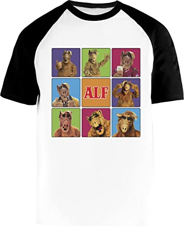 Alf dans Carré Forain T-Shirt De Baseball Blanc pour Hommes Femmes Manches Courtes Unisexe Col Rond White Unisex XL
