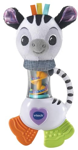 VTech -Baby Hochet zèbre pour bébés à partir de 3 mois, adorable hochet conçu pour stimuler les sons et la motricité, premiers stades de développement, version ESP