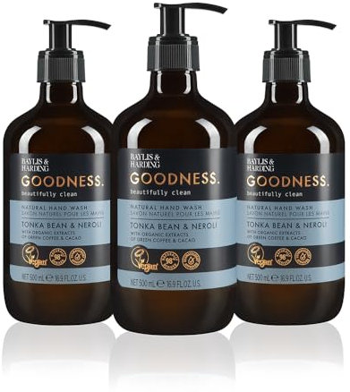 Baylis & Harding Goodness Tonka Bean & Neroli Hand Wash 500 ml (Pack of 3) - Vegan Friendly