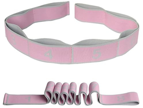 Elastico Fasce di Resistenza, Wanfoou 2 cinghie elastiche flessibili per yoga, con 8 passanti numerati, Yoga Stretching Band, Elastico Fasce di Resistenza per Stretching, Allenamento, Danza