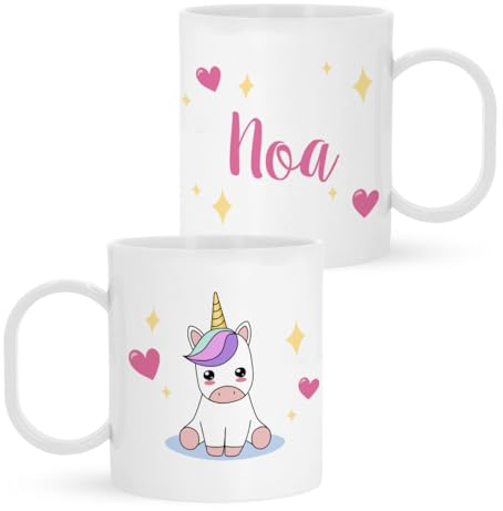 Kadoo Regalos Taza de Plástico Personalizada Infantil Unicornio Con Nombre | Vuelta al Colegio/Guardería