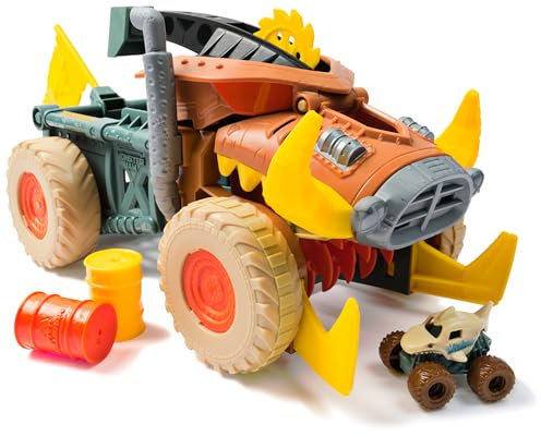 Monster Jam Mini Jam, Megalodon Mad Hog Chomper and Monster Truck, Fun Cleanup and Storage, Kids’ Toy Gifts for Boys and Girls Aged 3 and Up