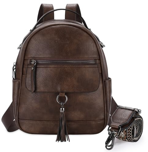 Chase Chic Petit Sac à dos Femme,Sacs à Main Portés Dos Femme en Cuir Café