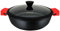 briebe Black Titanium Cacerola Baja de Cocina Inducción Antiadherente Titanio, Cazuela 28cm, Aluminio Fundido, Recubrimiento sin PFOA, Tapa Cristal, Asas Silicona, Vitrocerámica, Gas, Horno