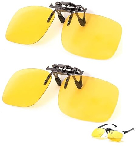 TZMFHD Night Driving Glasses, 2 Pcs Anti Glare Night Driving Glasses, Polarized HD Vision Clip On Sunglasses, Fits All Glasses, Suitable For Driving, Fishing, Skiing Night Sight Driving Glasses
