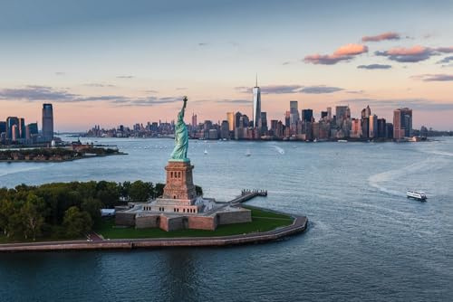 Jigsaw Puzzles For Adults 1000 Piece Statue of Liberty at Sunset New York City NYC Photo Photograph Family Funny Challenging Holiday Puzzles Gift