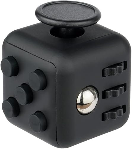 Fidget Toy Cube Anti Stess Würfel Stresswürfel Spielzeug zum Stressaubbau bei Nervösität für alle Altersklassen in Schwarz, kleines Geschenk für Männer Frauen Kinder