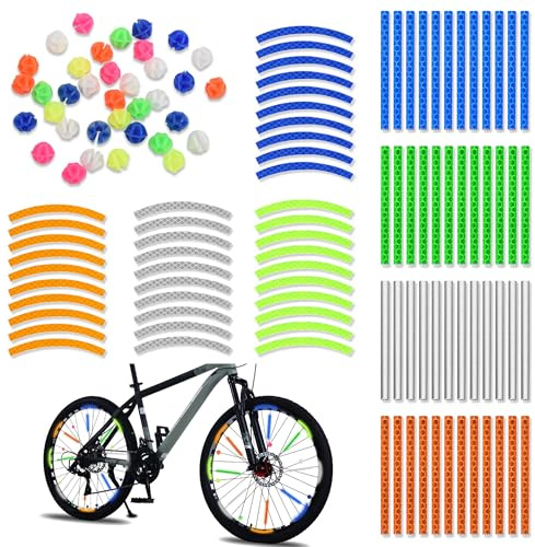 JNYUTEEN 124 Piezas Reflectores de Radios, Reflectores de Visibilidad Bicicleta, Adhesivos Reflectores y Redondos para Decoración de Radios Bicicleta