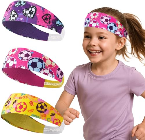 Sport Stirnbänder für Kinder - 3 Stück Haarband Sport Elastisches Stirnband für Mädchen Jungen Weiche Sportliche Schweißbänder für Joggen Laufen Fitness Radfahren
