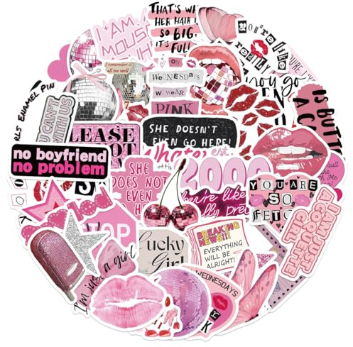 Teegxddy 50psc autocollant sticker stickers velo Y2K Autocollants de Lecture pour Bagage pare-chocs Planche à Roulettes Guitare Bouteille d'eau Adolescents Enfants Filles