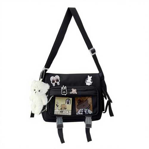HuiYStar Sac bandoulière Kawaii Ita Bag pour Femmes avec Pin et Pendentif–Sac Messager Japonais Y2K Sac à Épaule