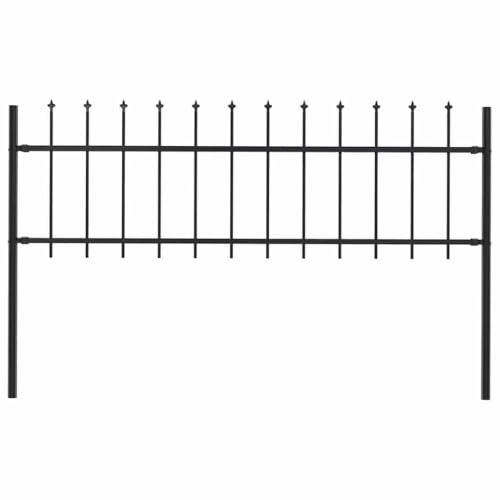 QJBSAVVA 180 x 110 cm - Clôture de jardin noire en acier avec pointes de lance - Design moderne - Extensible