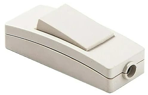 CABLEPELADO Interruptor pasante aereo unipolar lampara | Interruptor de Paso unipolar | Interruptor Torpedo | Contactos con Tornillo | AC 250V 2A | Apto para lámpara sobremesa | PVC | IP20 | Beige