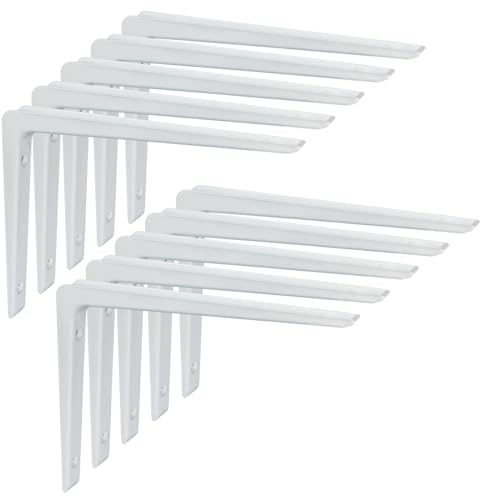 PRIOstahl Regalkonsole Premium Aluwinkel Weiß 200x300mm 10er Set Regalträger Regalwinkel Regalhalter Wandkonsole Winkelkonsole Regalbodenträger - sehr Stabil