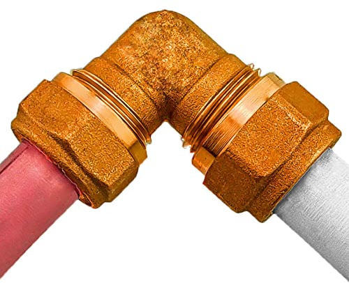 Winkel Kupplung Übergang Adapter mit Klemmring Verschraubung für Kupferrohr Aussendurchmesser 15 mm auf Mehrschicht Aluminium Verbund Rohr Außendurchmesser 16 x 2,0 mm Schraub Fitting