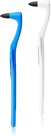 Annhua Tooth Stain Eraser and Remover Tool, 2 PCS Manual Surface Stain Cleaner for Teeth with Non-Slip Handle, Personal Oral Care Kit for Home and Travel - Blue and White