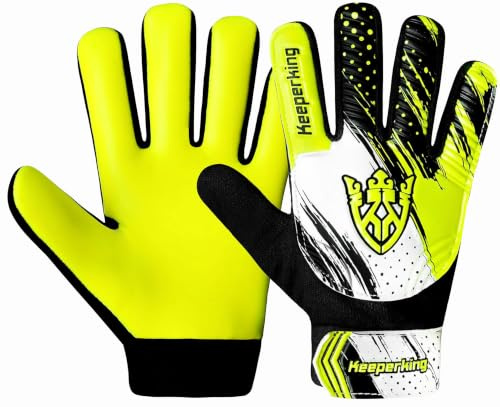 Keeperking Clawxen Gants de Gardien de But pour Enfants, garçons et Filles, Gants de Football Junior, Gants de Gardien de But pour garçons (7, C3-Jaune)