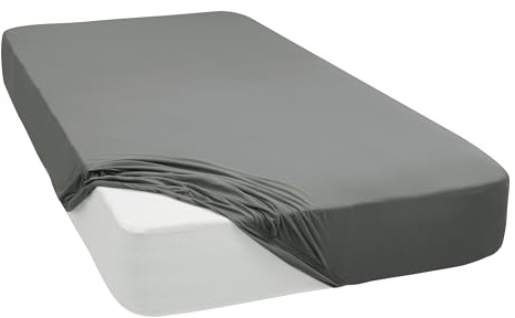 Mixibaby Spannbettlaken Jersey Spannbetttuch 100% Baumwolle Bettlaken Spannbettuch Laken 28 Farben, Größe:160 x 200 cm, Farbe:Silber