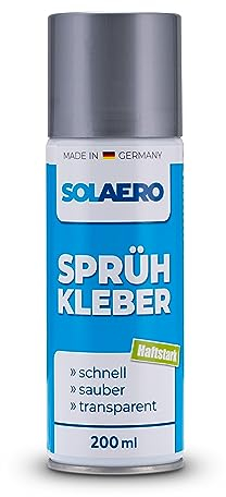 SOLAERO Colle en Spray Étanche (200ml) | Extra puissante, diffusion fine, adhérence rapide | Loisirs & Bricolage | colle feutre, textile, cuir, papier, carton, bois, etc | Fabrication Allemande