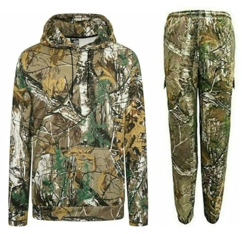 Zaif & Hari Mens Camouflage Jungle tracksuit Set Fishing Hunting Zip Hoodie Jacket Tracksuits REALTREE CAMO PRINT Full Set Trouser Hoodie Tree Combat Plus Sizes(Pullover-2XL)